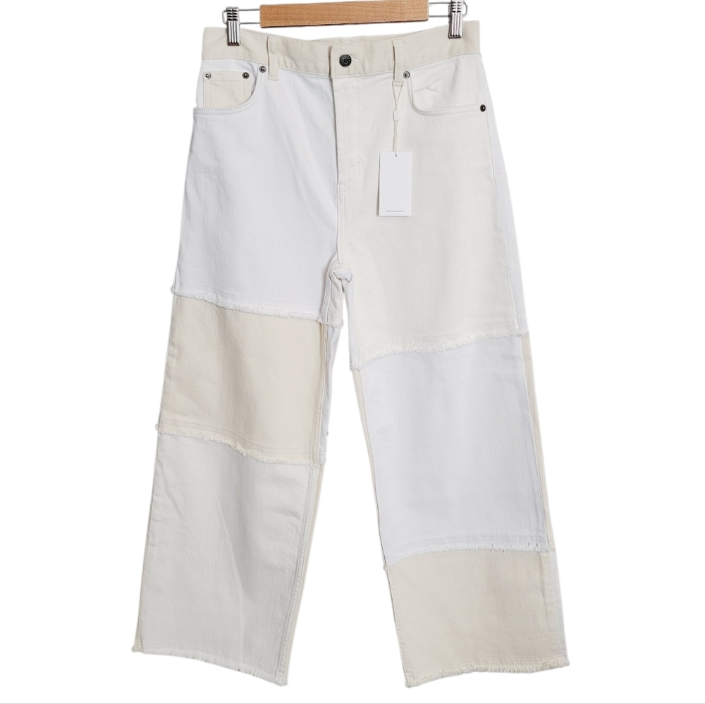 ๐๏ธ Rails Getty Crop Wide Leg Jeans in Ecru Patchwork - Picture 5 of 16